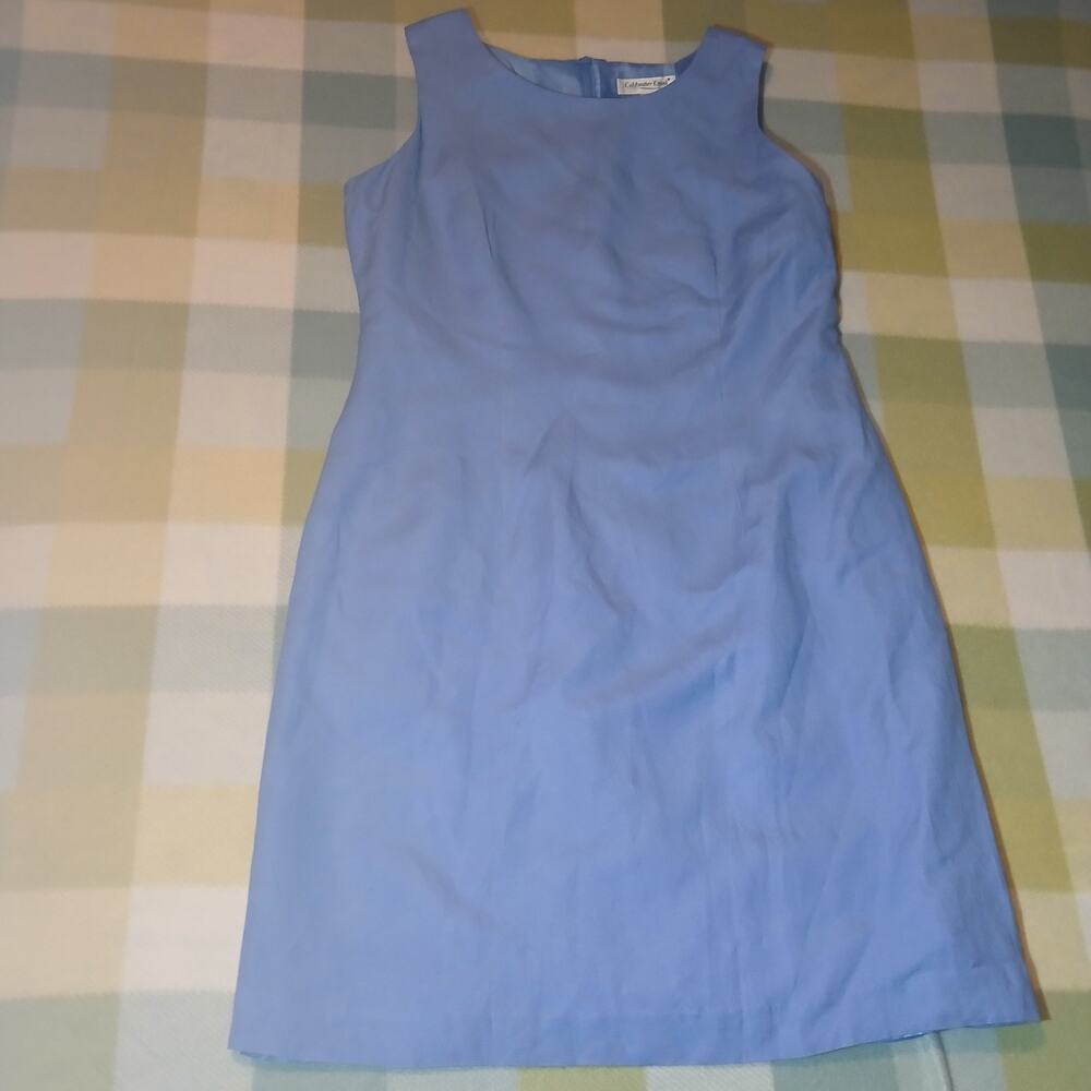 Coldwater Creek Linen Blend Dress Sleeveless Size 12 Petite Light Blue